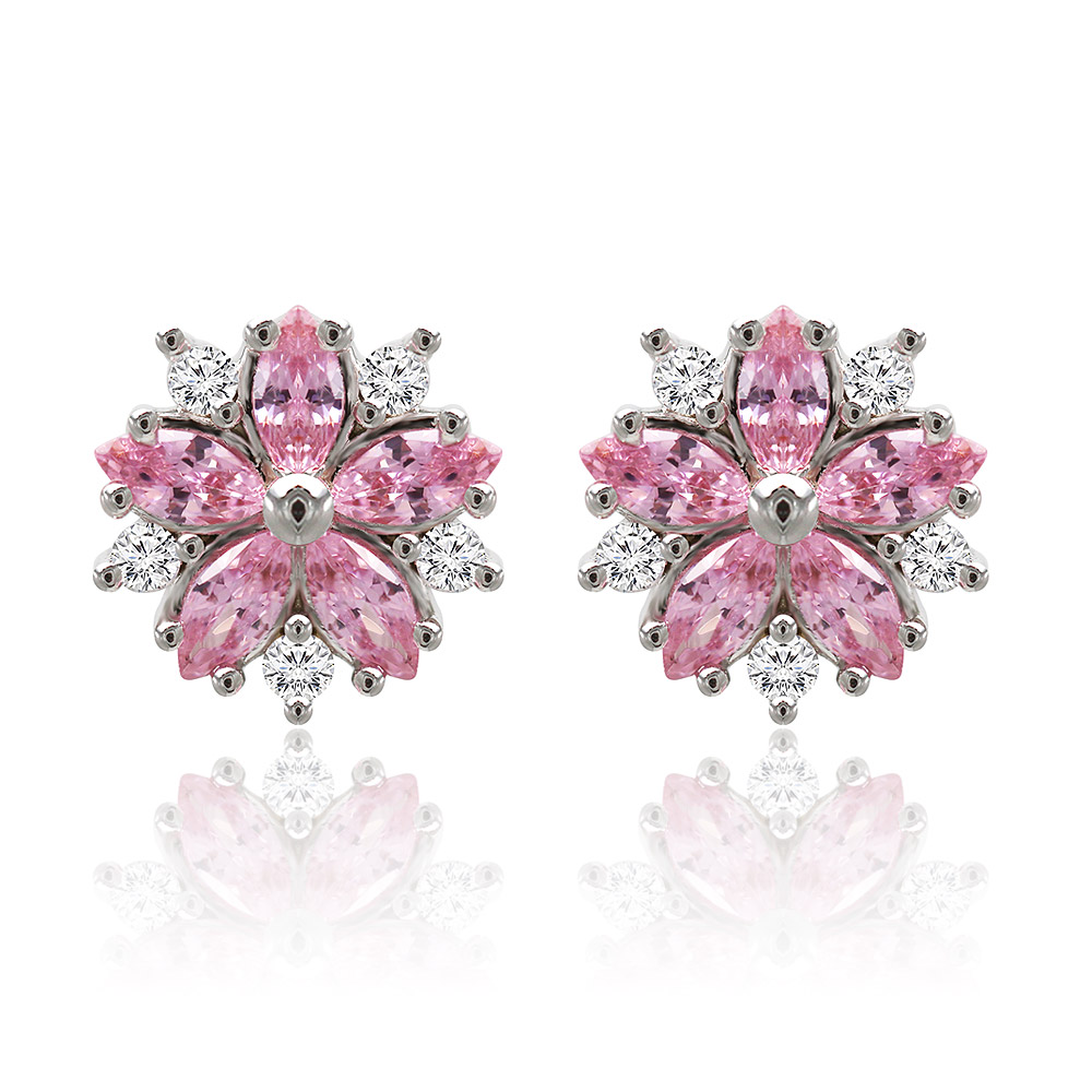 Pinky Floral Stud Earrings